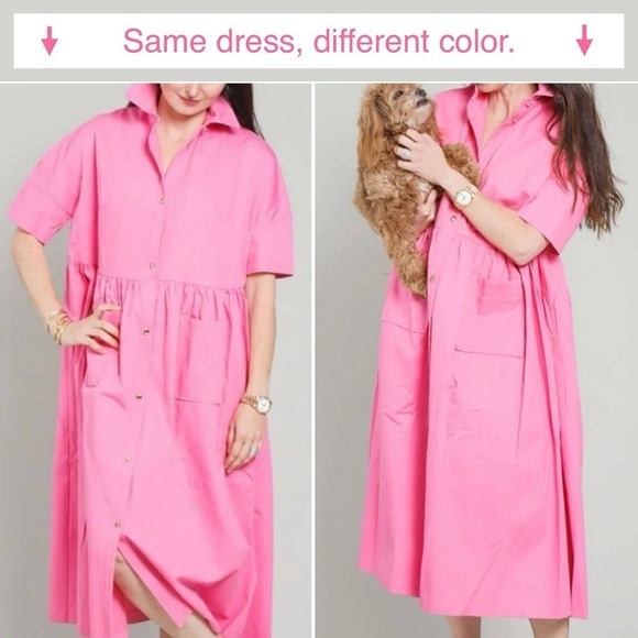 Daphne Wilde Brent Shirt Dress Size 2 (M/L) Oversized Cotton Red Orange Midi EUC - Picture 6 of 10